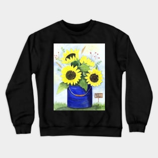 Sunflowers in a bucket watercolor painting Crewneck Sweatshirt